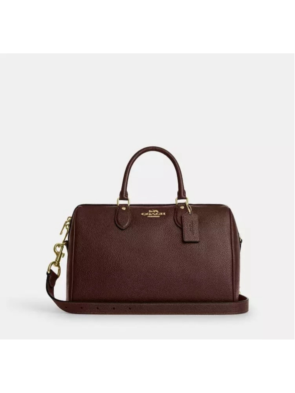 NEW Coach Large Rowan Satchel in Maple Pebble Leather with Gold Hardware NWT - Picture 2 of 11